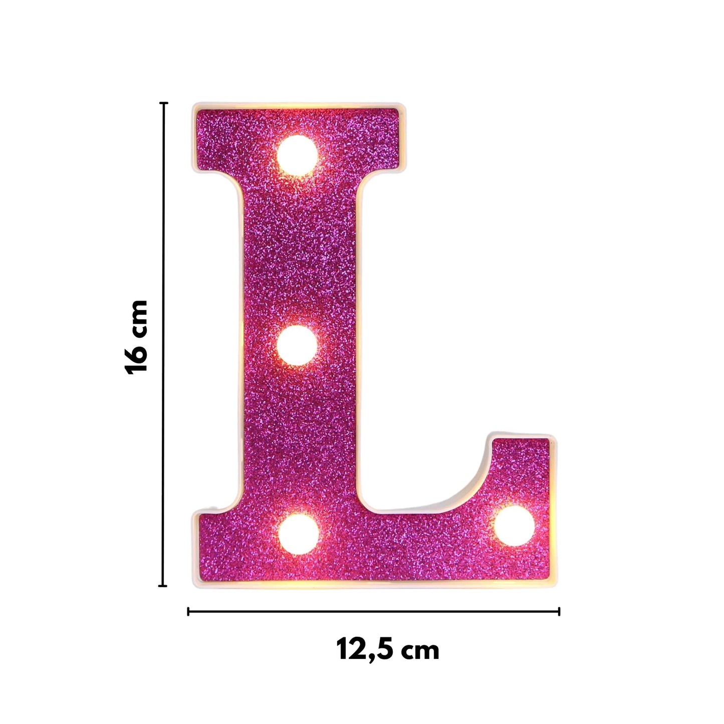 GlimmerGlow™ – Letras LED Decorativas con Purpurina Rosa y Luz Cálida