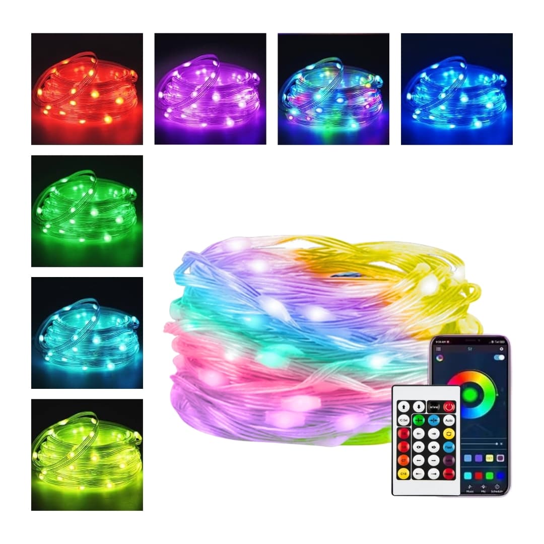 Tira LED RGB 10 m sumergible IP68 iluminando piscina en color azul
