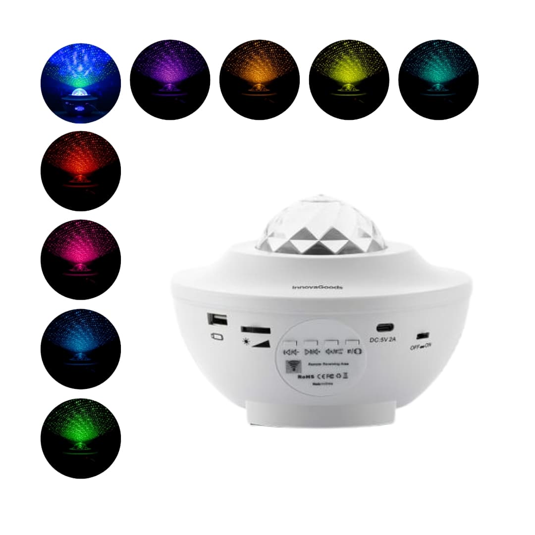 Proyector de estrellas LED con altavoz Bluetooth 5.0 y luz RGB multicolor