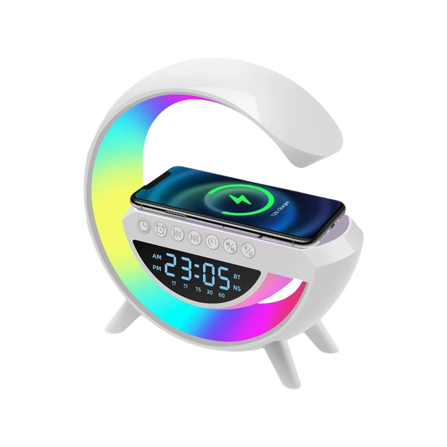 Lámpara G‑3.0 moderna con base metálica y pantalla cilíndrica blanca