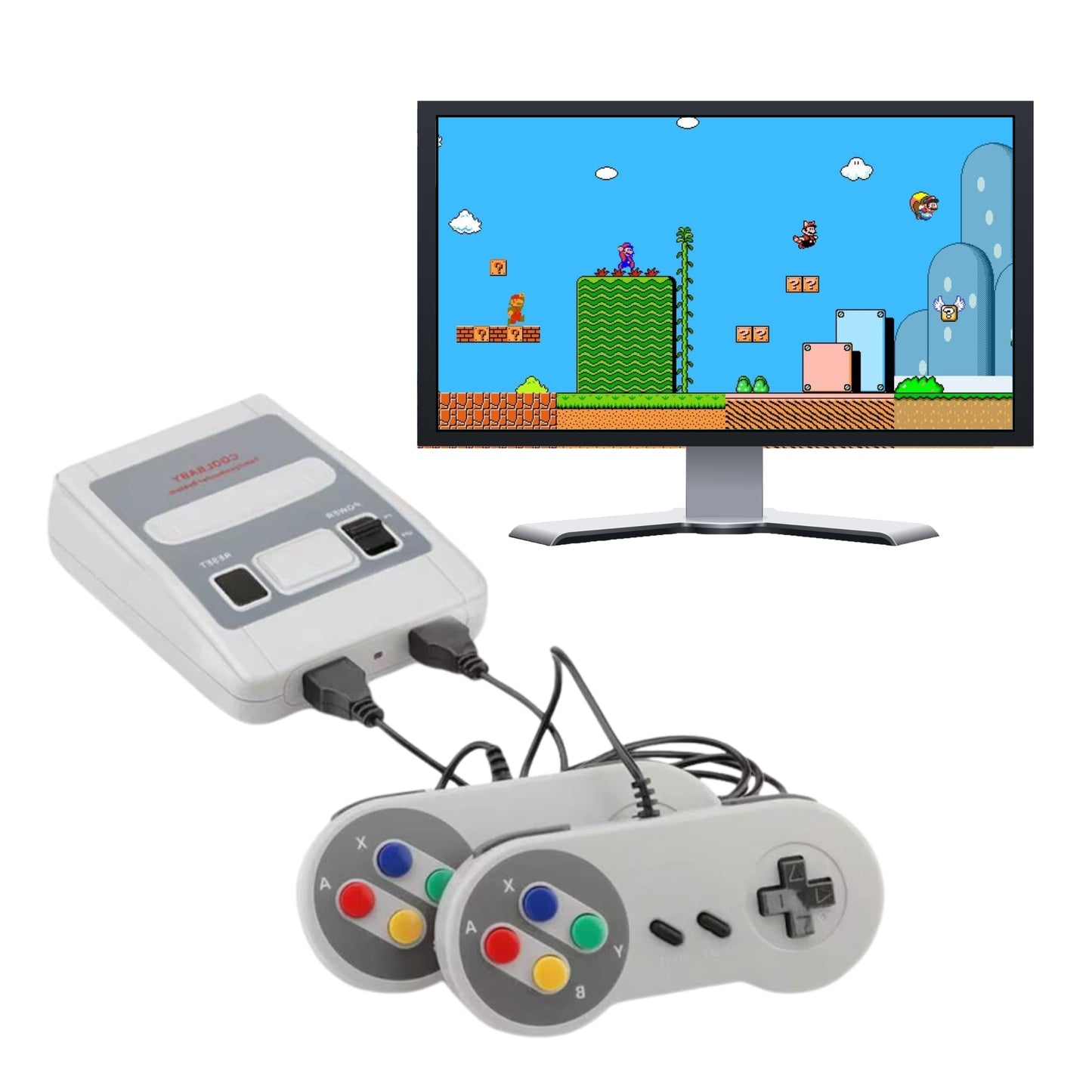Mini consola retro 620 juegos con salida HDMI y diseño blanco compacto