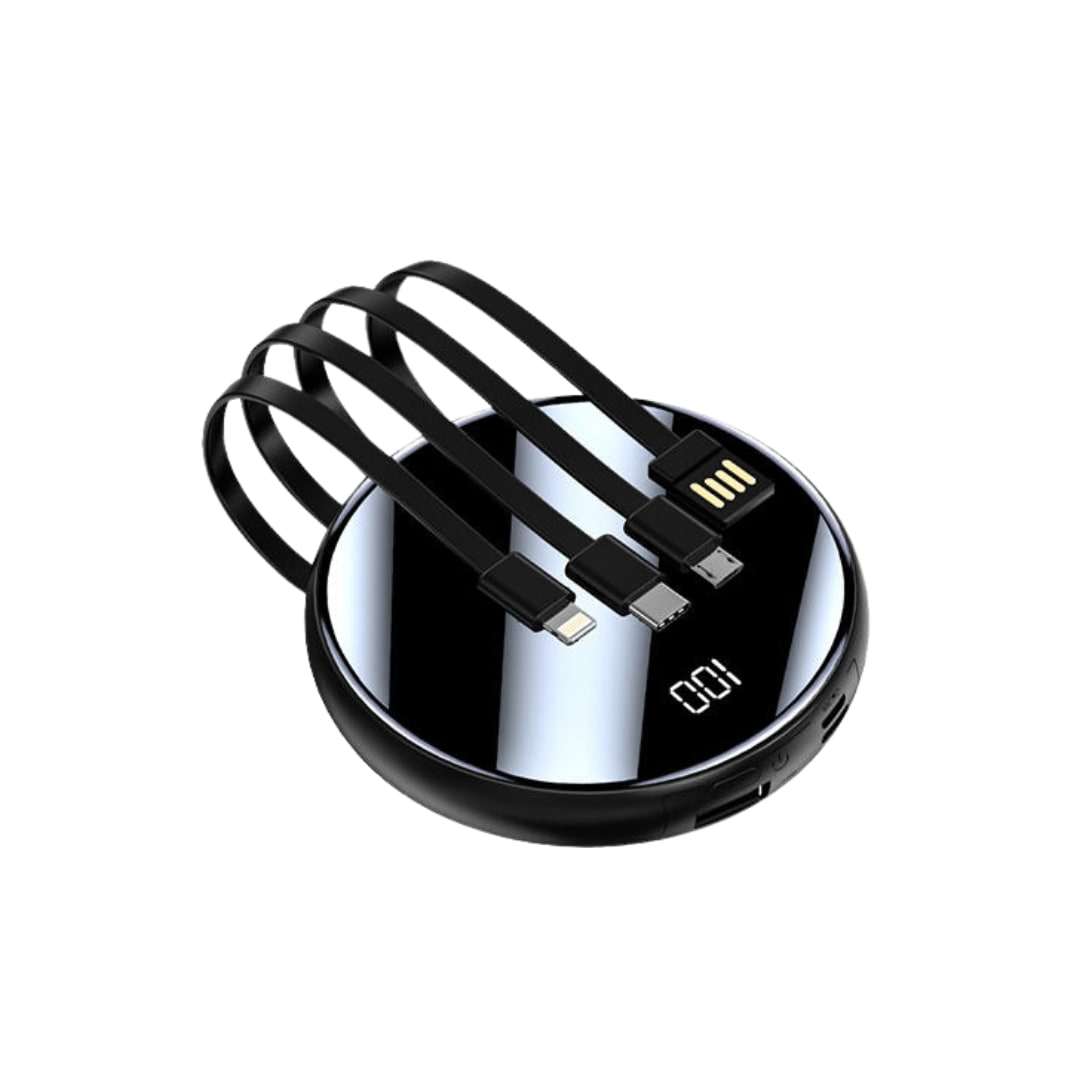 Powerbank 5000mAh compacto con puertos USB y USB-C para carga rápida