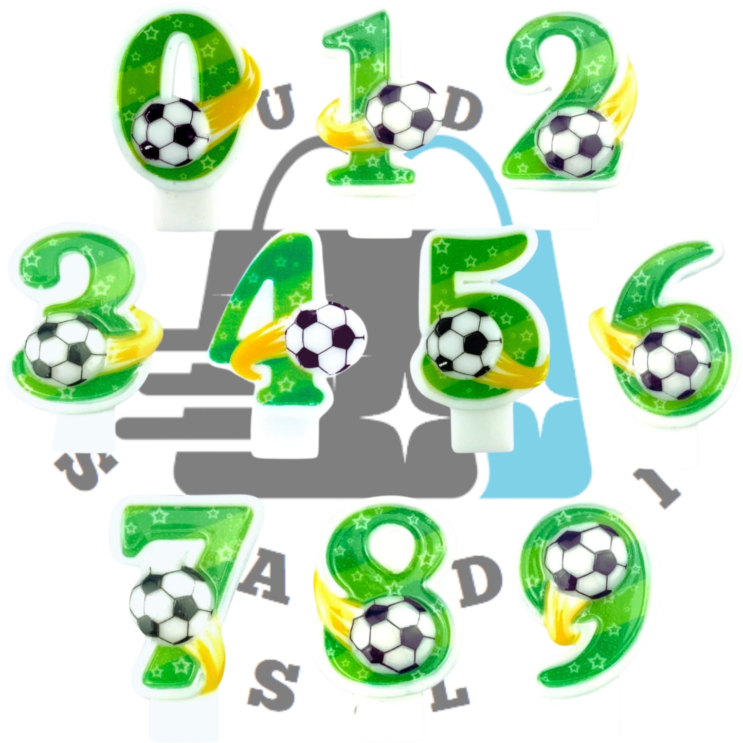 Velas Números Fútbol – Decoración Temática para Pasteles de Cumpleaños y Eventos Deportivos.