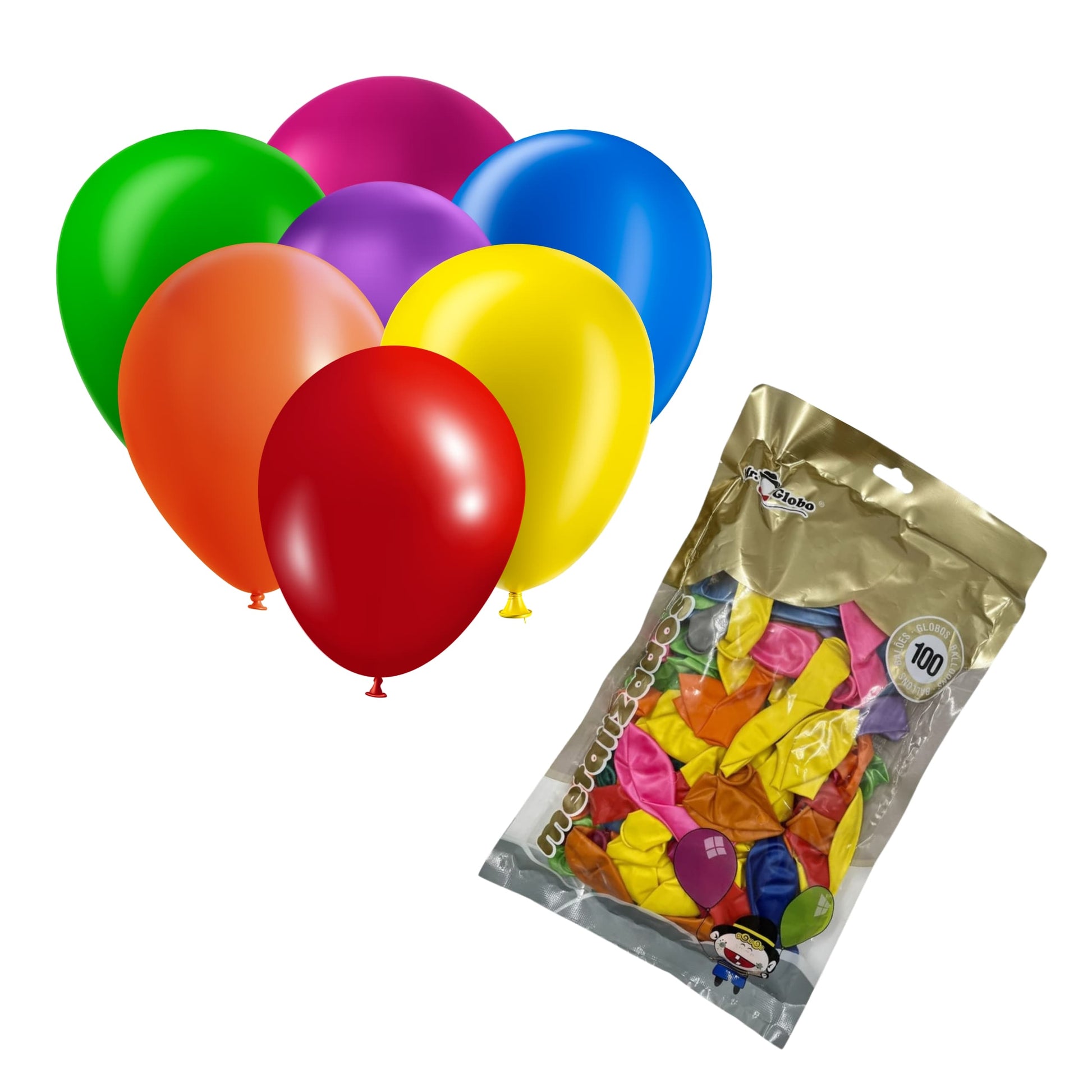 Globos metálicos multicolor con alto brillo, perfectos para decoraciones vibrantes