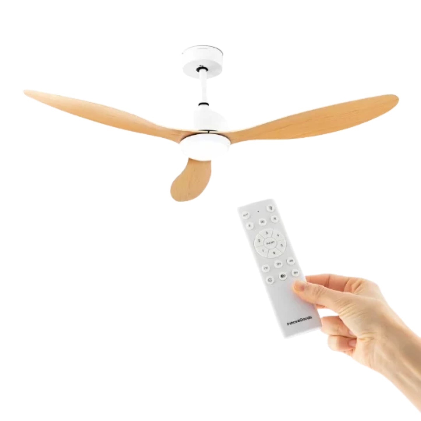 Ventilador de techo LED 36W con 3 aspas efecto madera y luz regulable