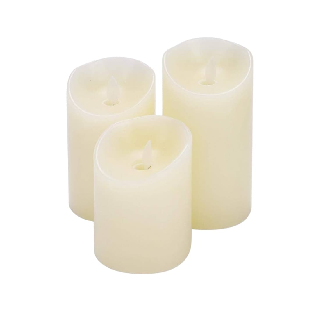 3 velas LED multicolor con efecto llama real y mando a distancia