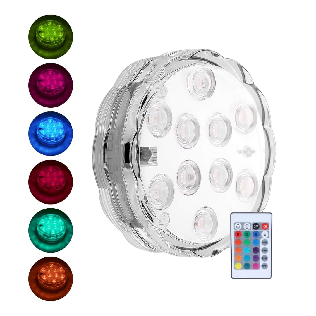 Luz LED sumergible RGB para piscina con control remoto activado