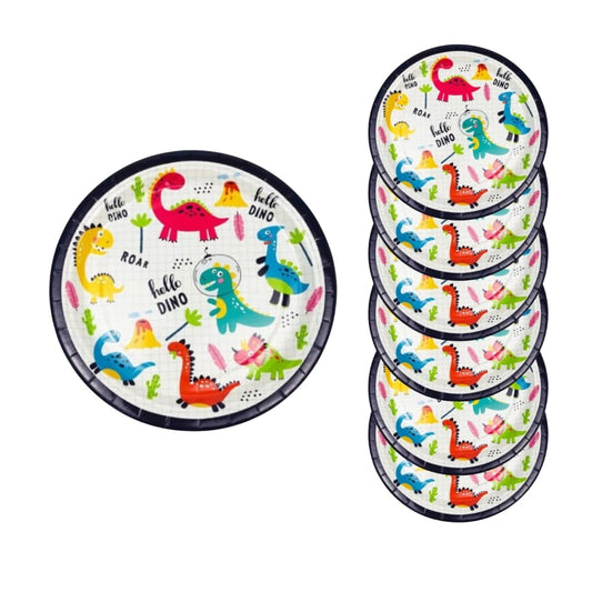 Platos desechables Hello Dino aptos para alimentos calientes y fríos, ideales para fiestas infantiles