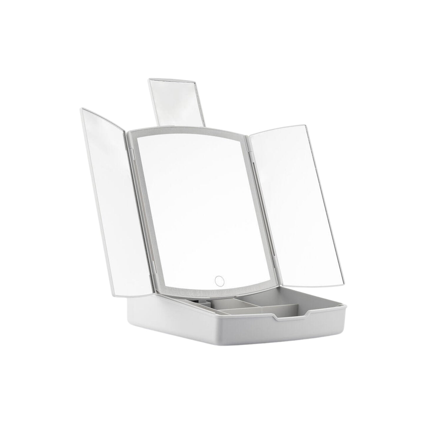 Espejo LED maquillaje 3 en 1 con luz fría, cálida y diurna y organizador integrado