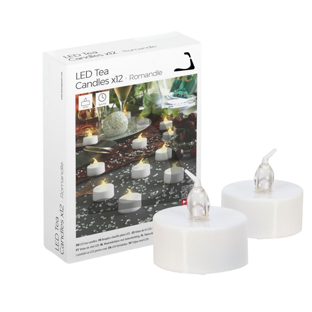 12 velas LED decorativas con luz cálida, ideales para crear ambientes acogedores
