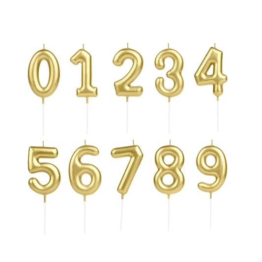 Velas metálicas doradas del 0 al 9 completas para decoración de cumpleaños