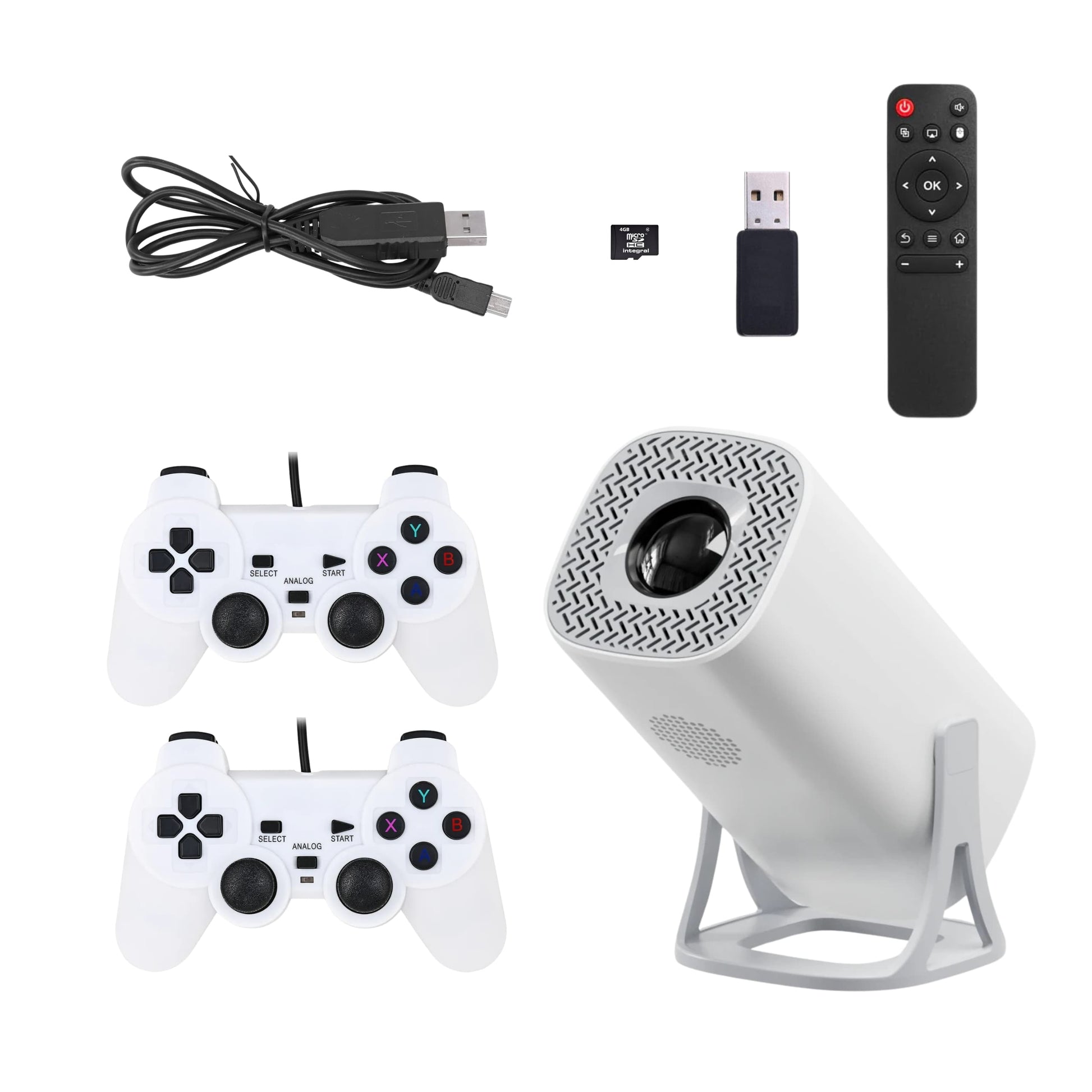 Detalle del control remoto y botones táctiles del proyector inteligente