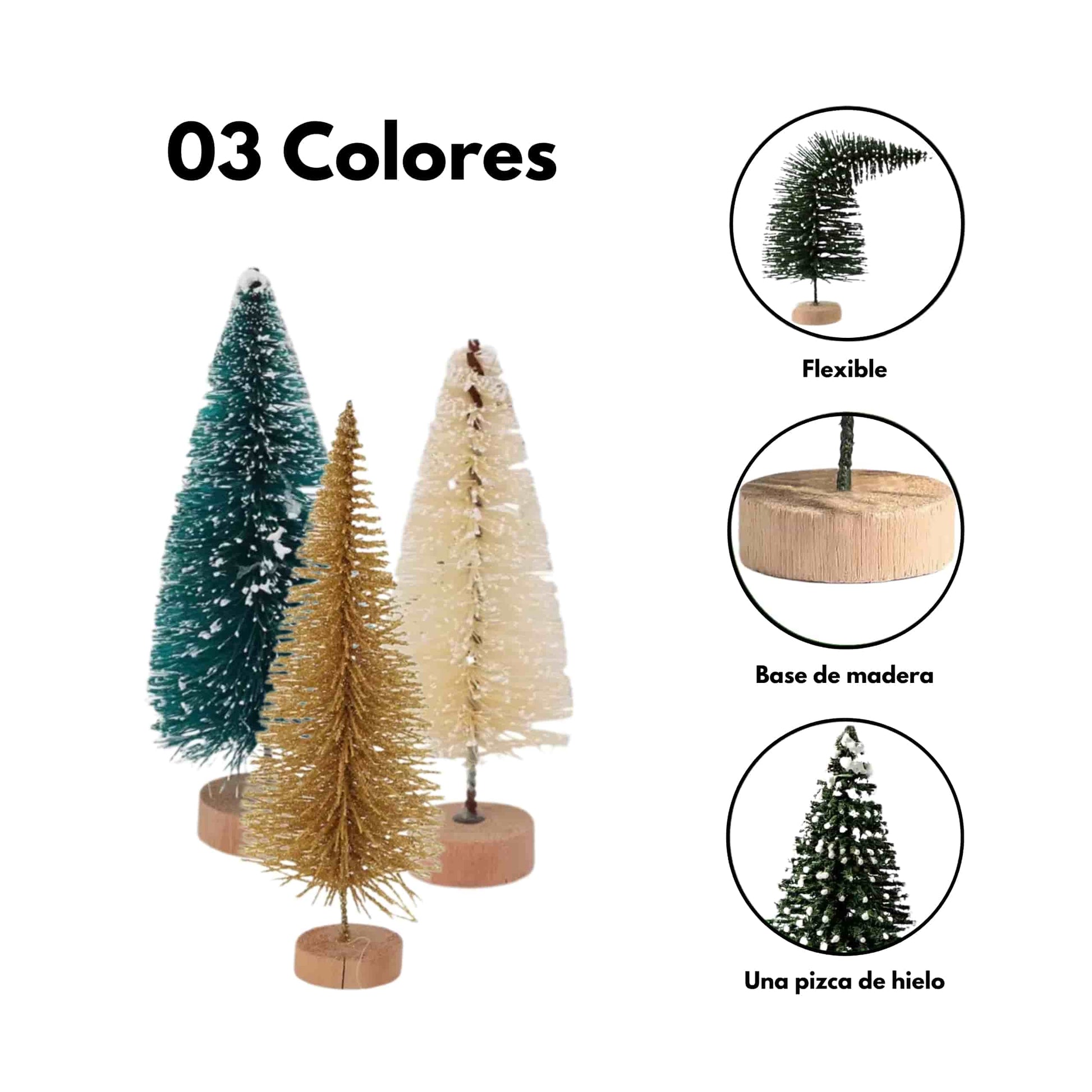 Mini árbol nevado blanco decorativo sobre estantería moderna