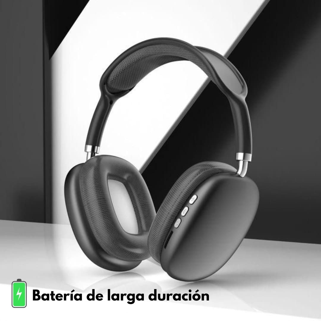 Detalle de auriculares Bluetooth color negro sobre superficie minimalista