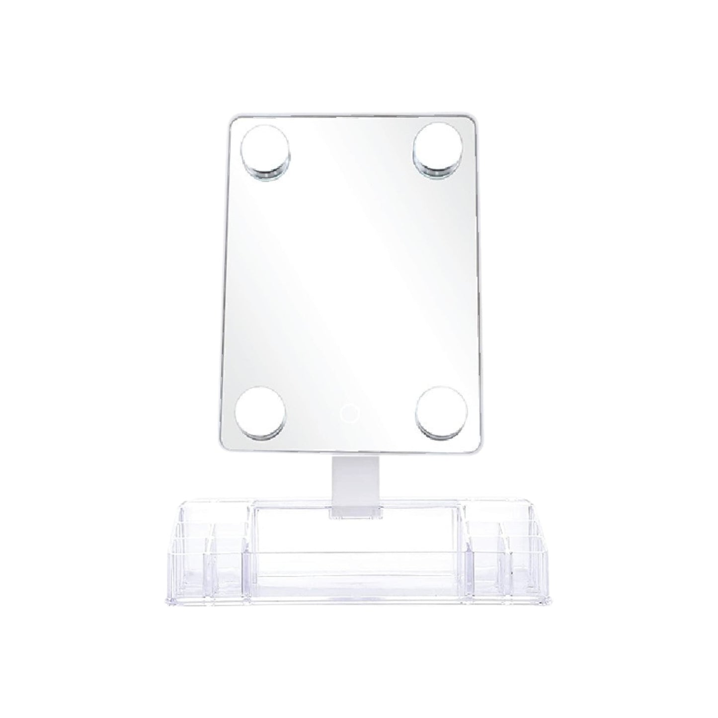 Detalle del espejo LED mostrando tres tonos de luz ajustables y control táctil