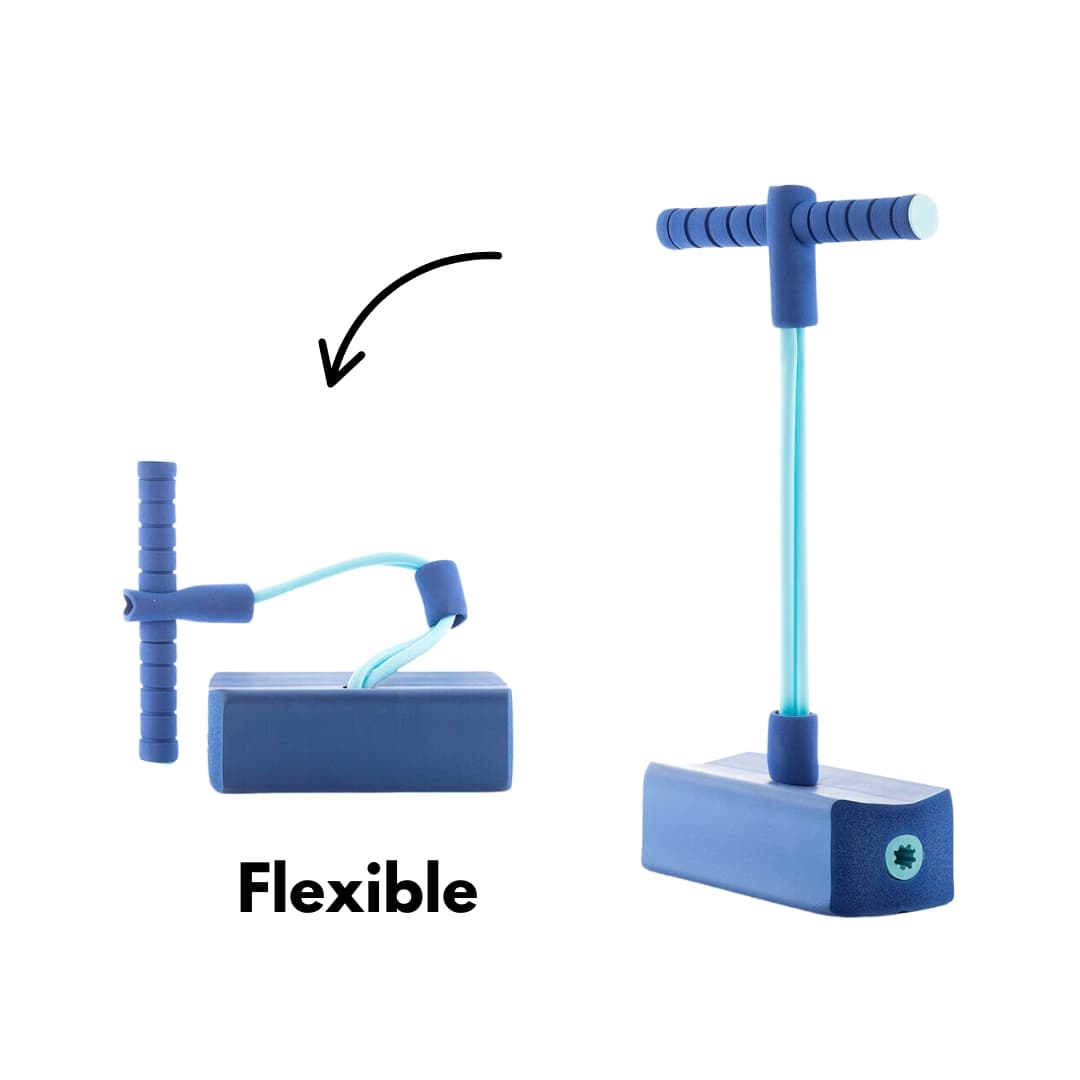 Detalle de la base elástica del saltador Pogo ideal para uso en interiores y exteriores