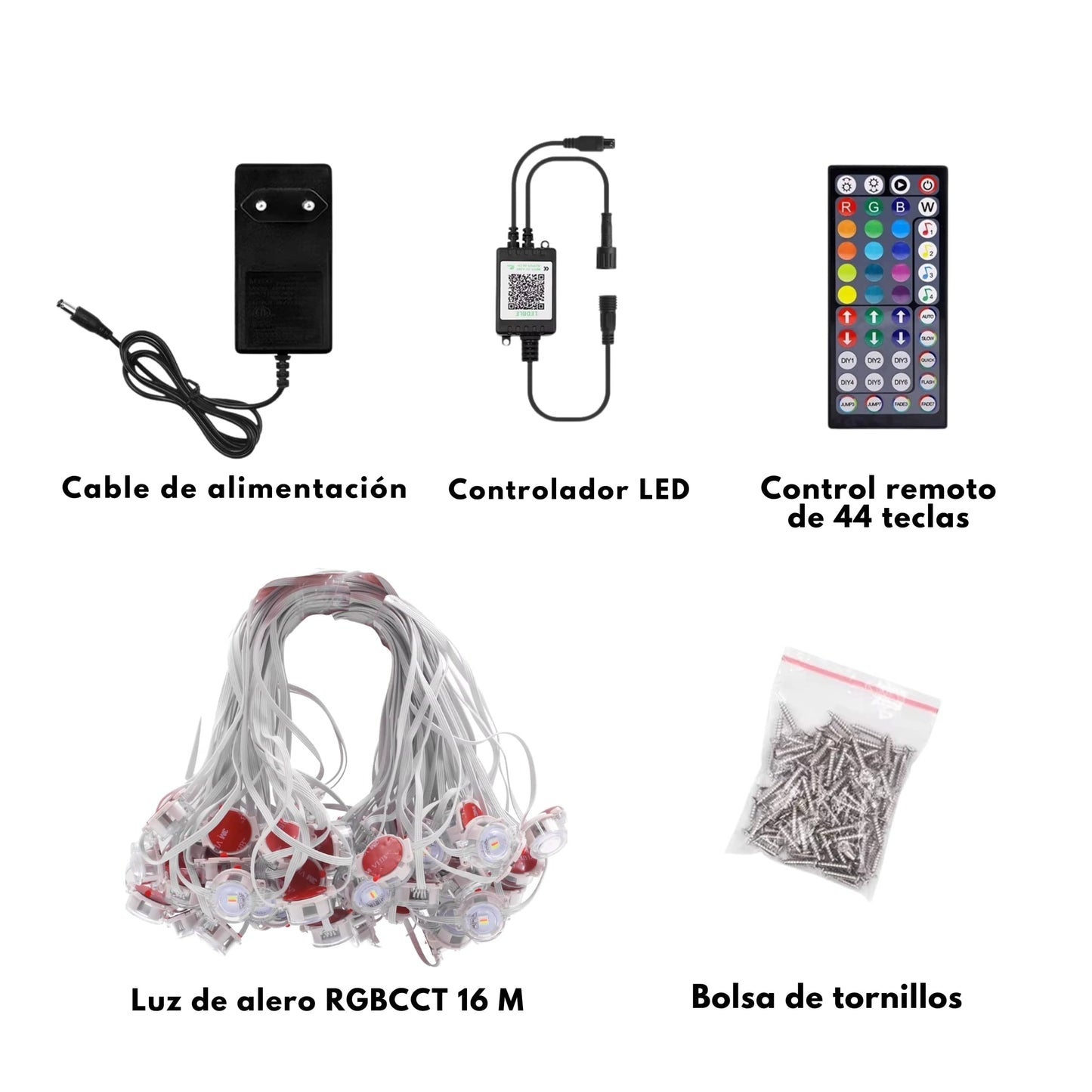 Control remoto IR junto a luces LED exteriores con cable USB