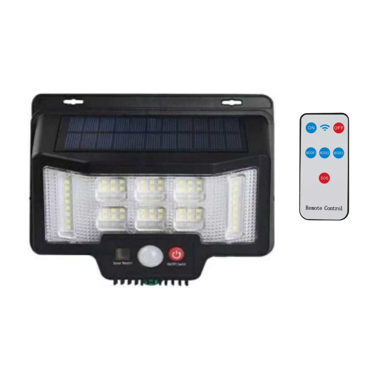 Primer plano LED y sensor PIR con botón encendido/apagado integrados
