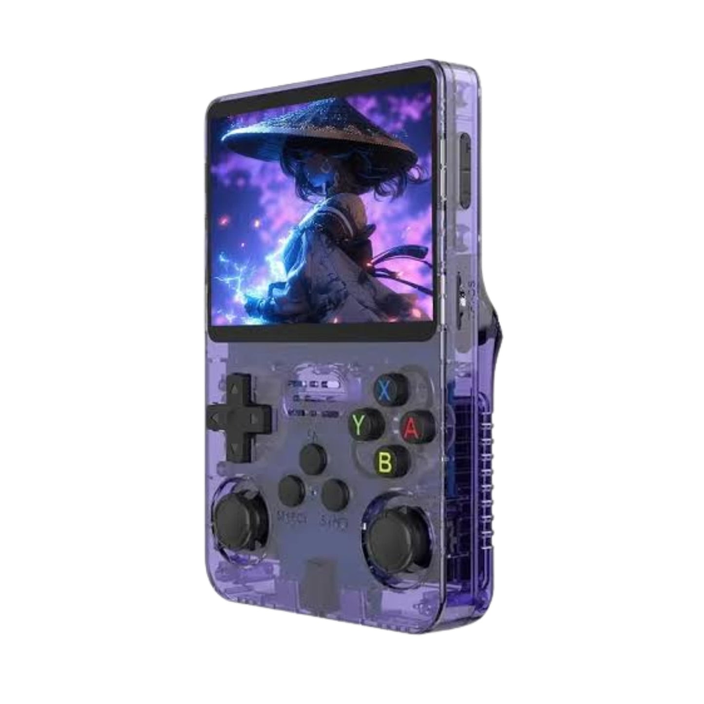 Vista frontal en color azul turquesa con D‑pad, botones A/B/X/Y, doble joystick