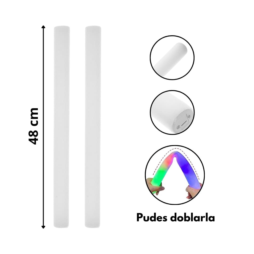 Accesorios luminosos para fiestas: palos de espuma con luces LED