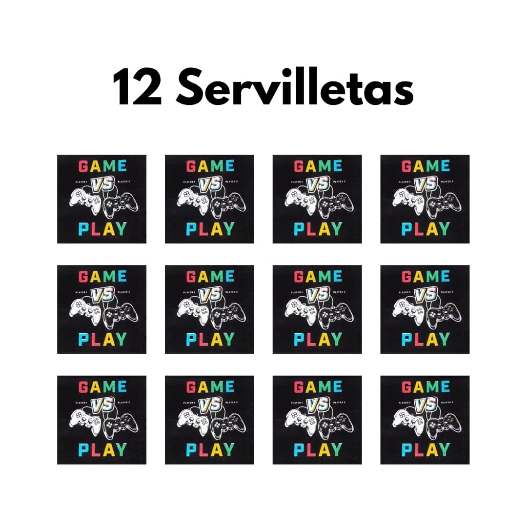 Servilletas biodegradables gamer de papel resistente, ideales para cumpleaños infantiles