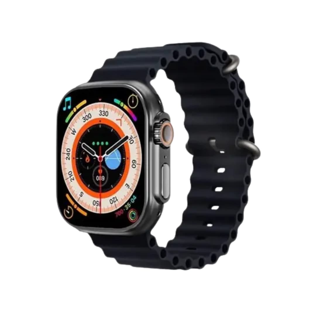 Smartwatch Ultra elegante y resistente color negro con pantalla táctil HD