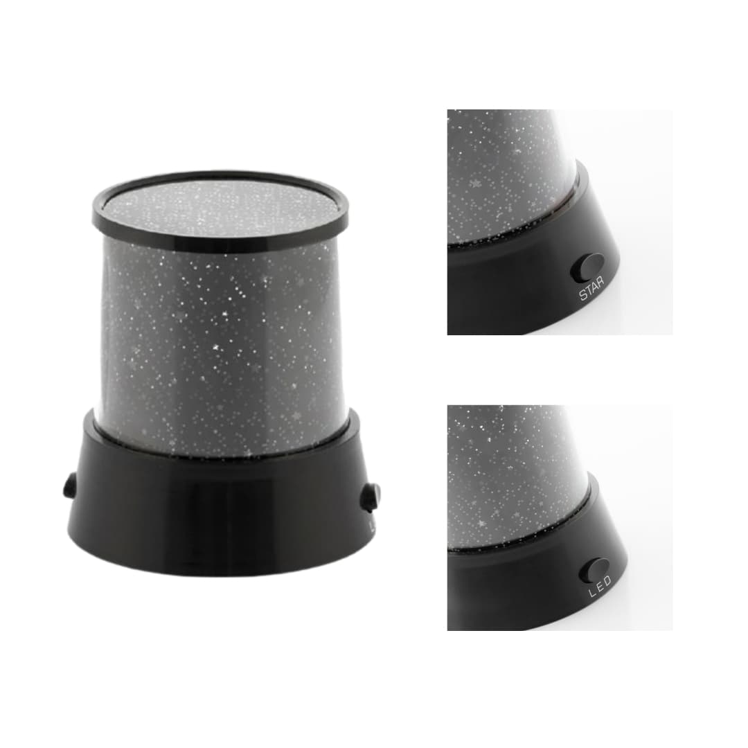 Proyector LED de estrellas proyectando luces multicolor intermitentes en pared