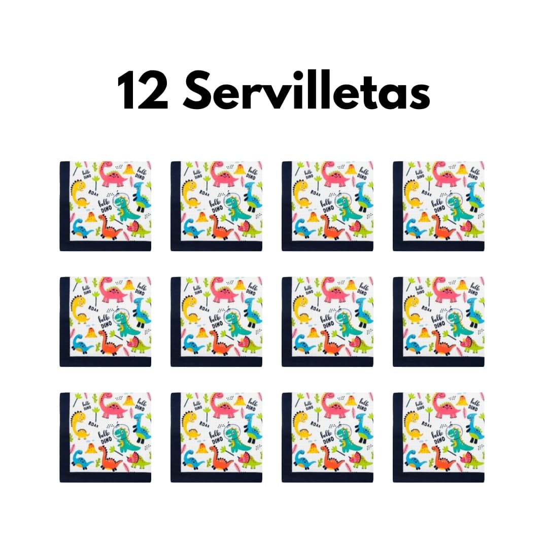 Servilletas biodegradables Hello Dino de doble capa, ideales para fiestas infantiles temáticas
