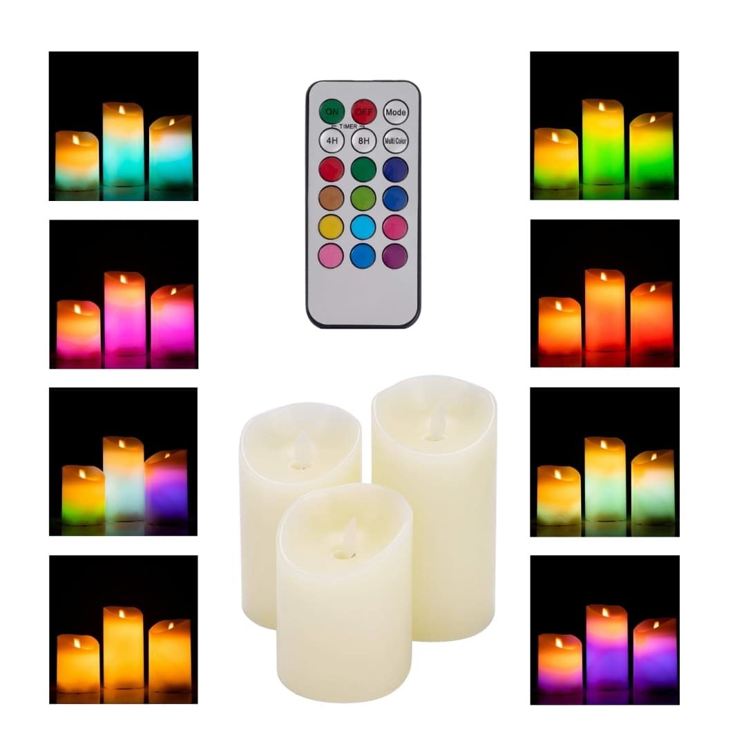 Velas LED decorativas con luz de 12 colores y temporizador automático
