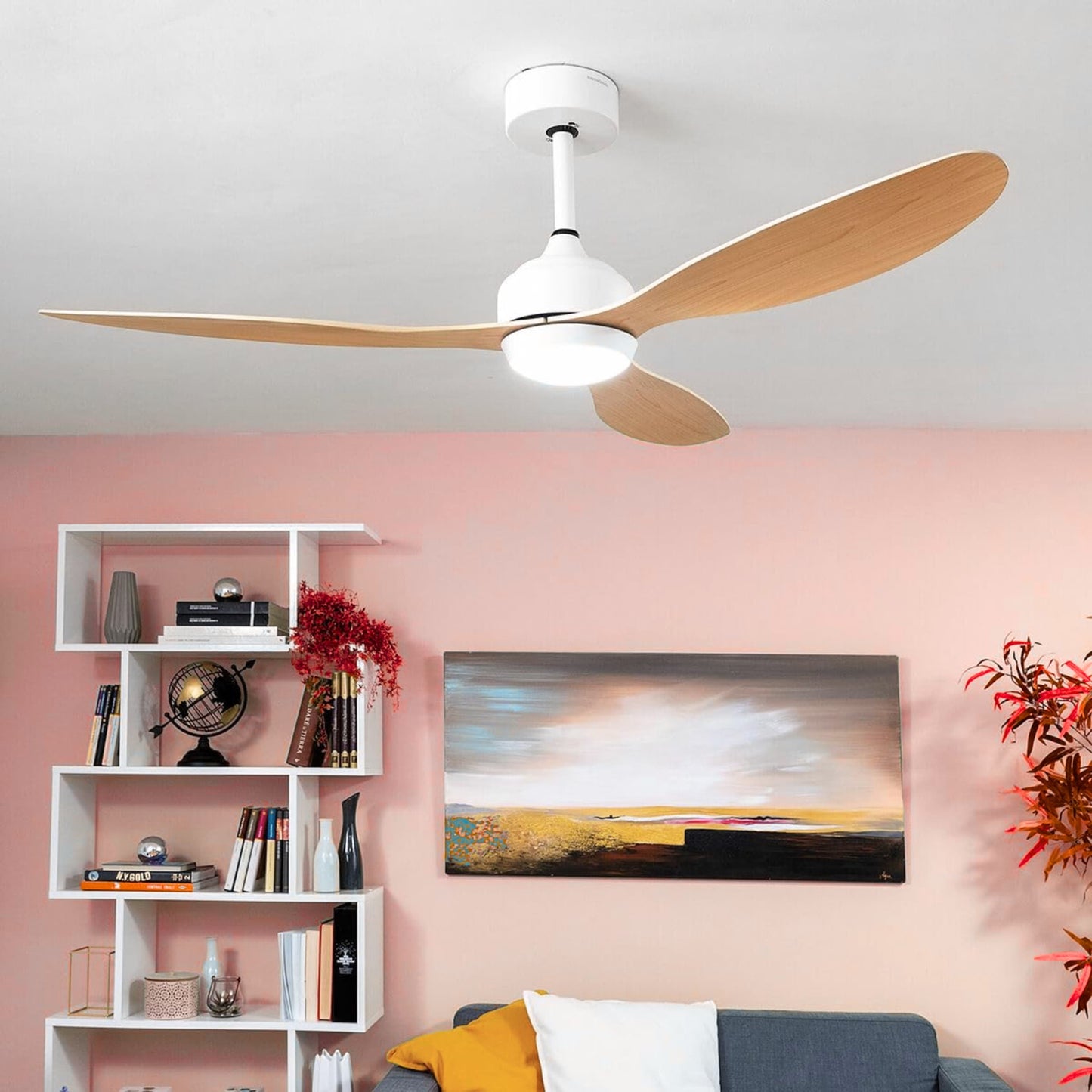 Ventilador de techo moderno con luz LED y mando a distancia incluido
