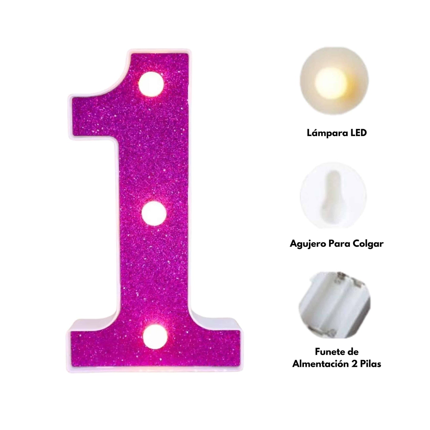 GlimmerGlow™ – Letras LED Decorativas con Purpurina Rosa y Luz Cálida