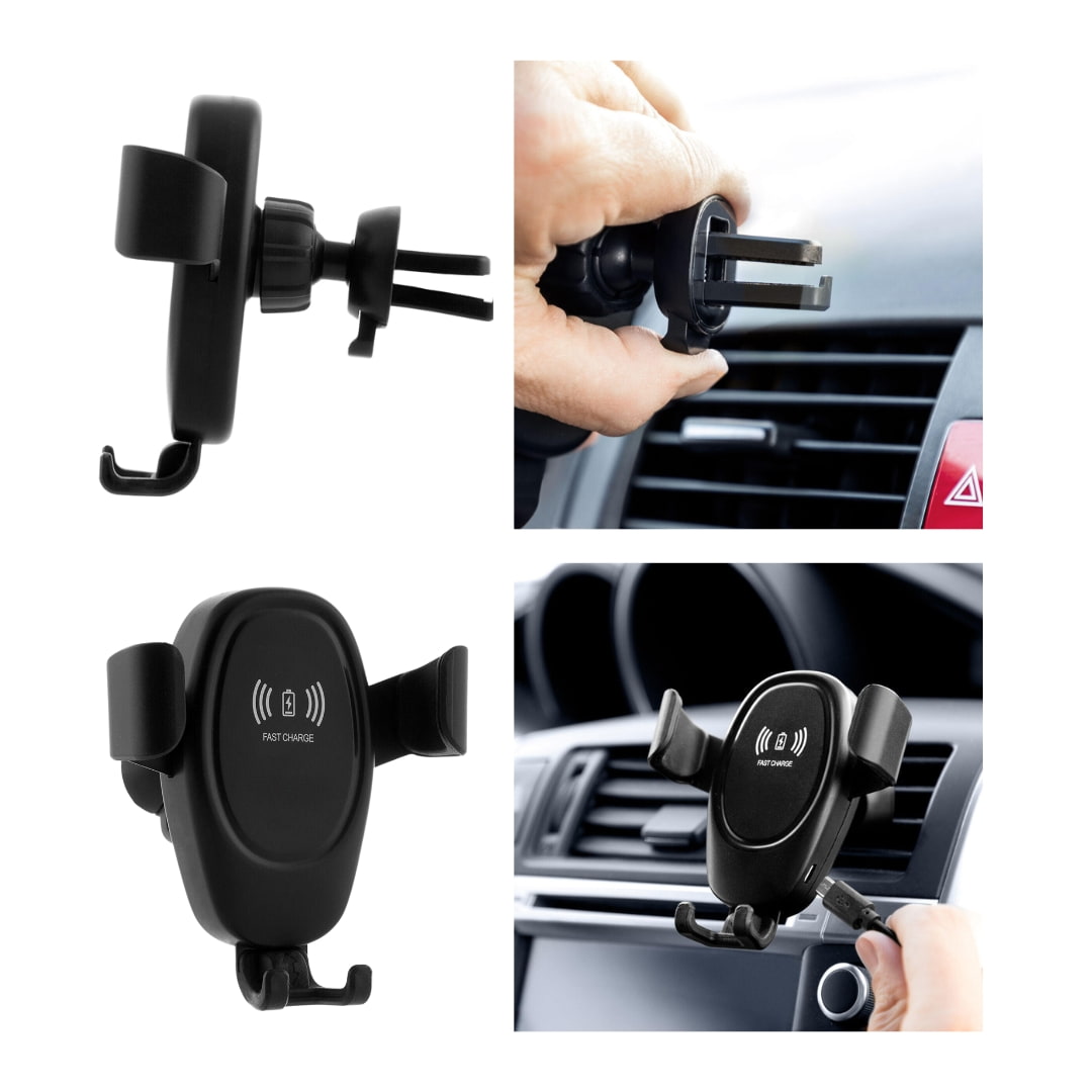 Detalle del soporte autoajustable compatible con smartphones de 6,5 a 8,5 cm de ancho
