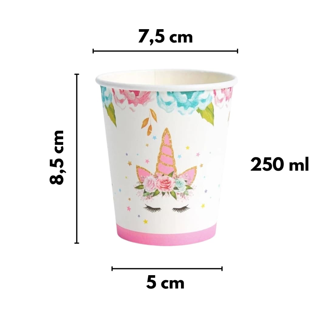 Vasos biodegradables unicornio, resistentes hasta 70 °C, perfectos para bebidas y postres