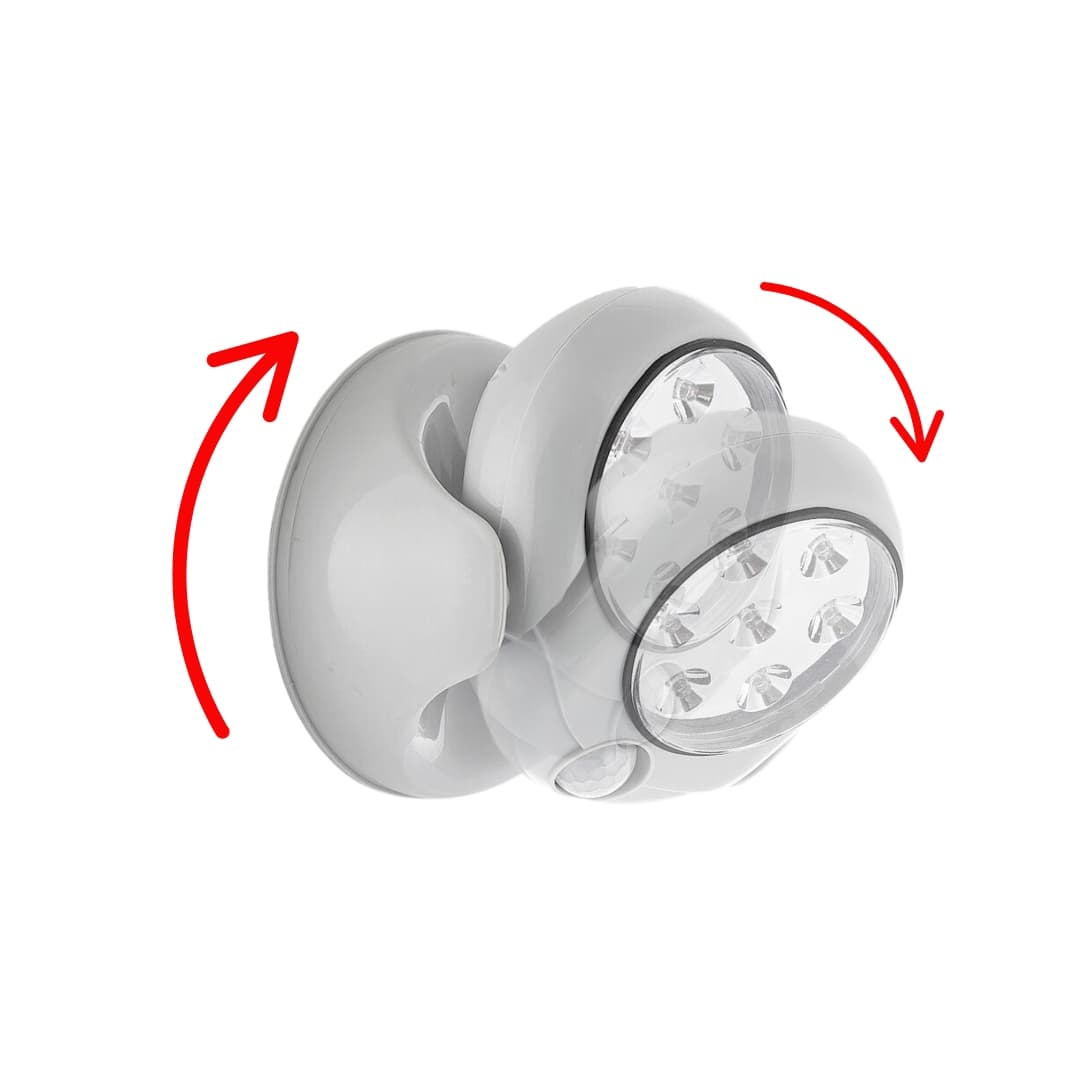 Detalle del sensor infrarrojo de la lámpara LED portátil en escaleras