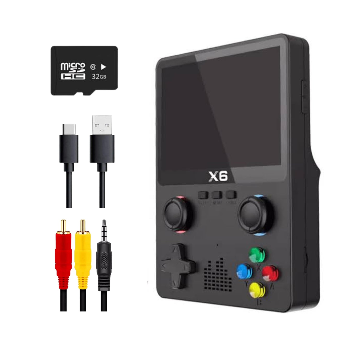 Pantalla encendida de la X6 mostrando interfaz retro y emuladores