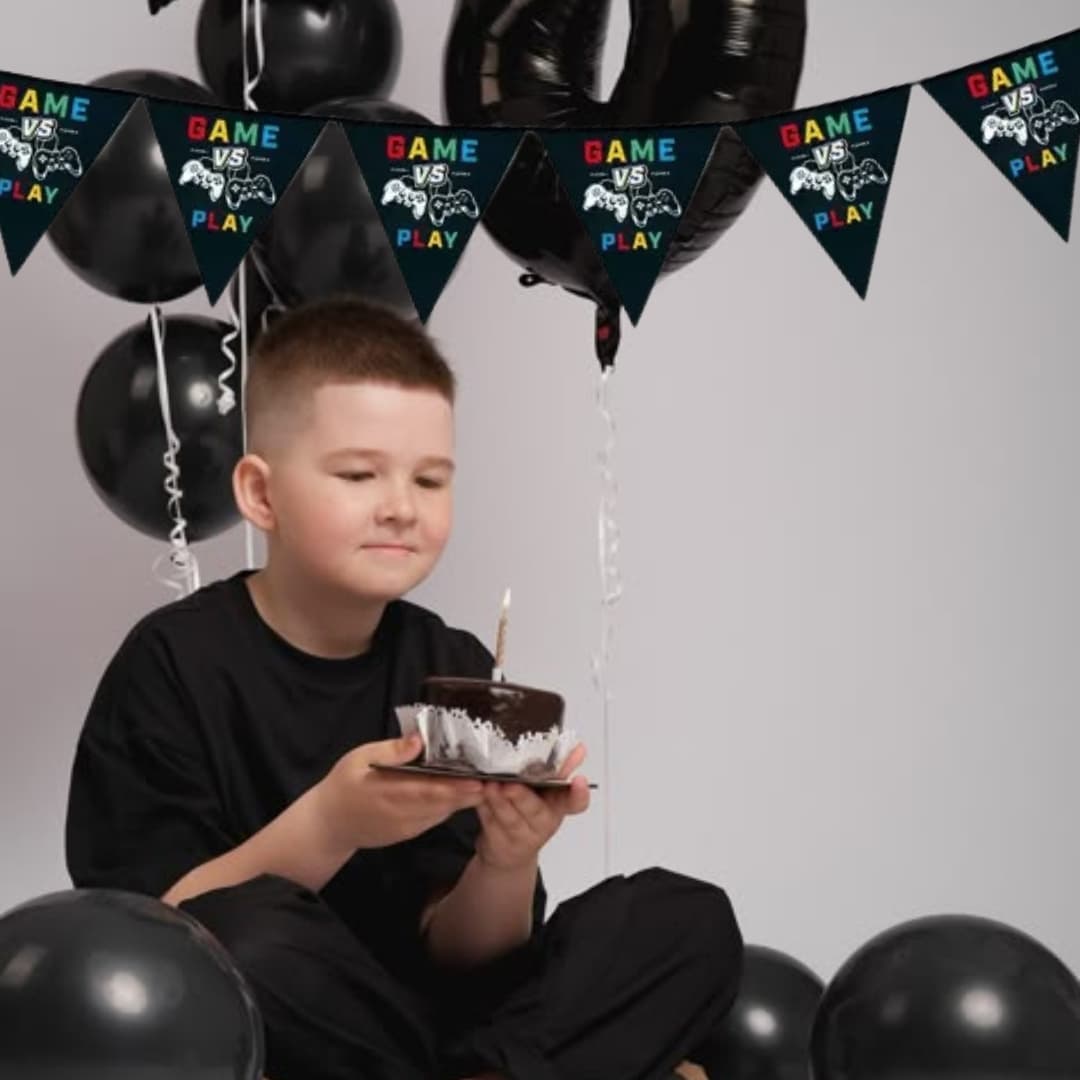 Guirnalda gamer impermeable y reutilizable, ideal para cumpleaños y torneos de videojuegos