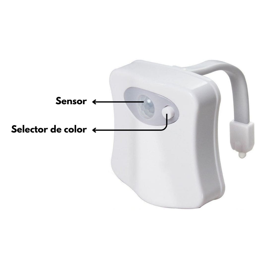 Detalle del sensor de movimiento de la luz LED para inodoro de 8 colores