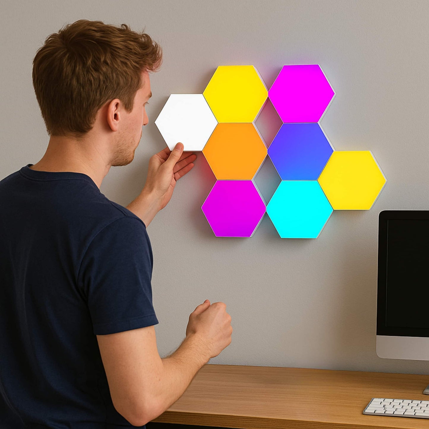 Set de 6 Luces LED Hexagonales Táctiles – Crea tu Propio Muro de Luz Modular