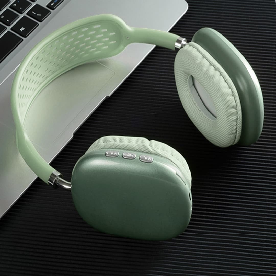 Auriculares Bluetooth verdes con micrófono incorporado y sonido nítido