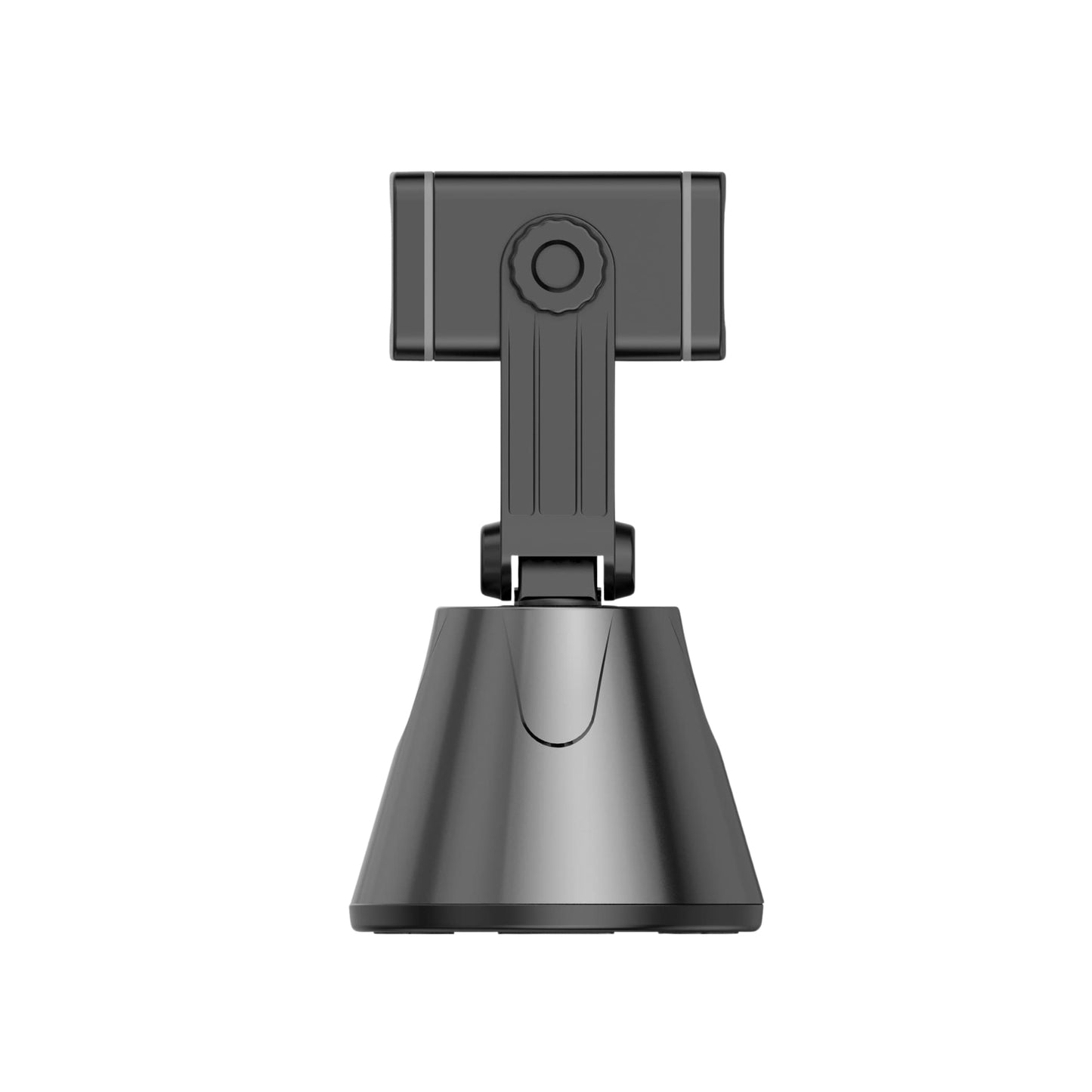 Trípode con base giratoria automática y clip ajustable para móviles.