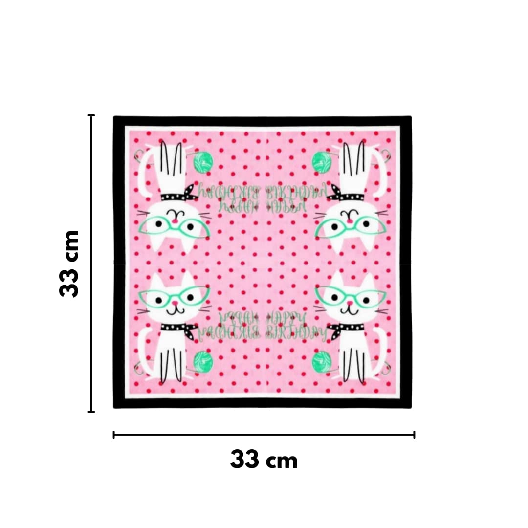 Servilletas decoradas Gato Cool de 33×33 cm, perfectas para mesas dulces y manualidades