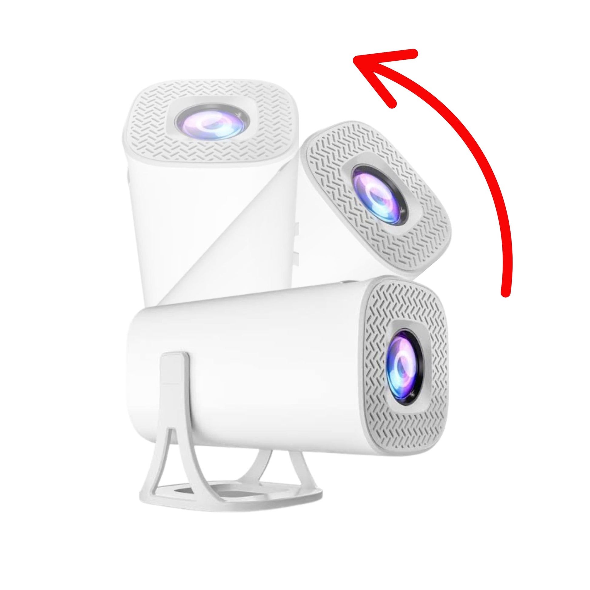 Proyector proyectando imagen de 120″ en pared blanca estilo cine en casa