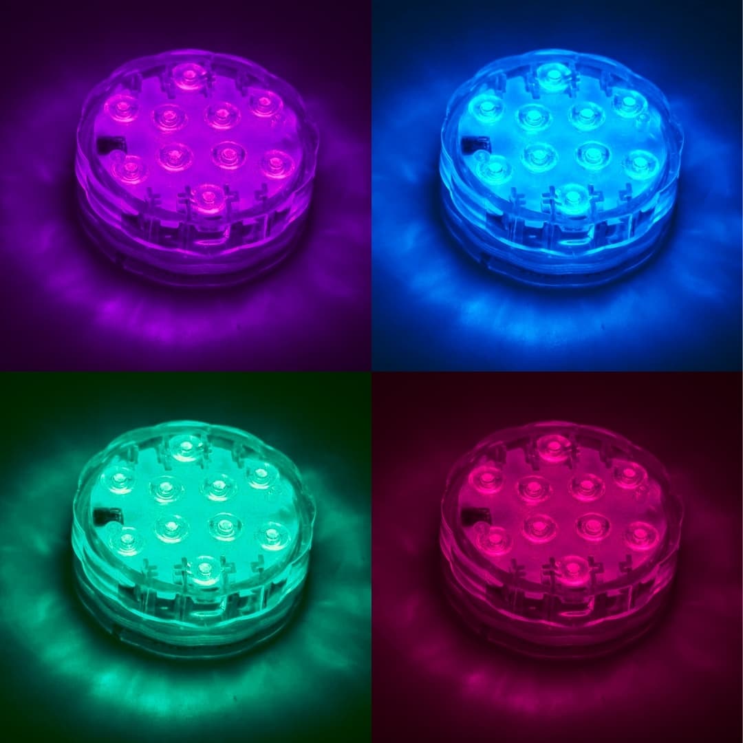 Detalle del control remoto de la luz LED sumergible RGB