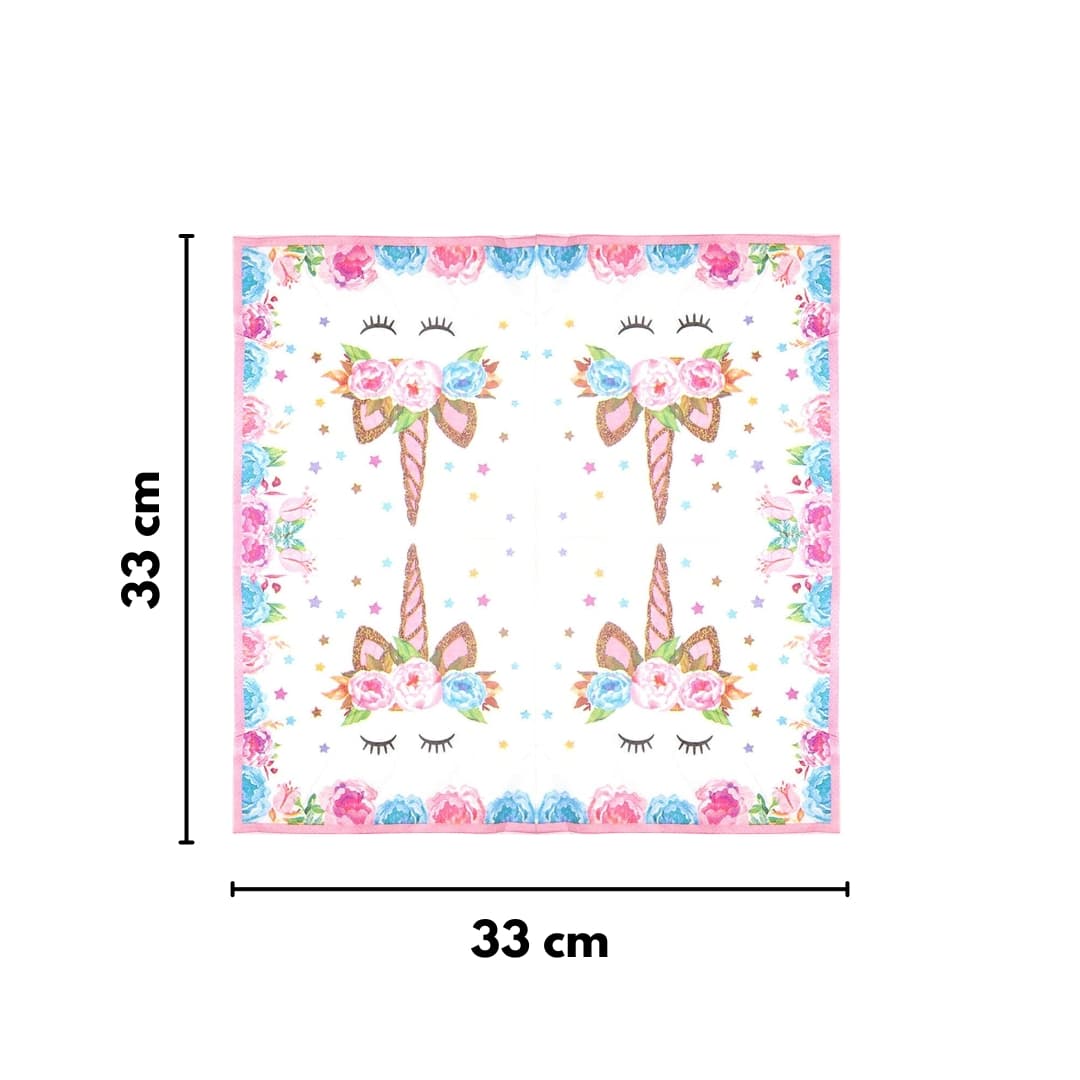 Servilletas unicornio de doble capa absorbente, suaves y resistentes para eventos temáticos