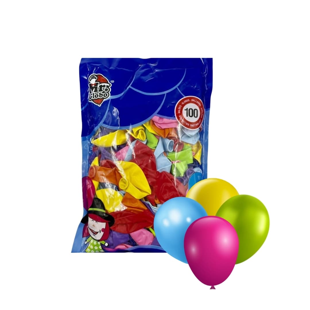 Globos multicolor biodegradables Mr. Globo 30 cm, pack ideal para fiestas coloridas