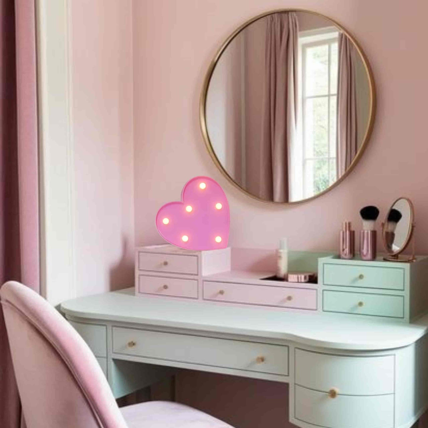 GlimmerGlow™ – Letras LED Decorativas con Purpurina Rosa y Luz Cálida