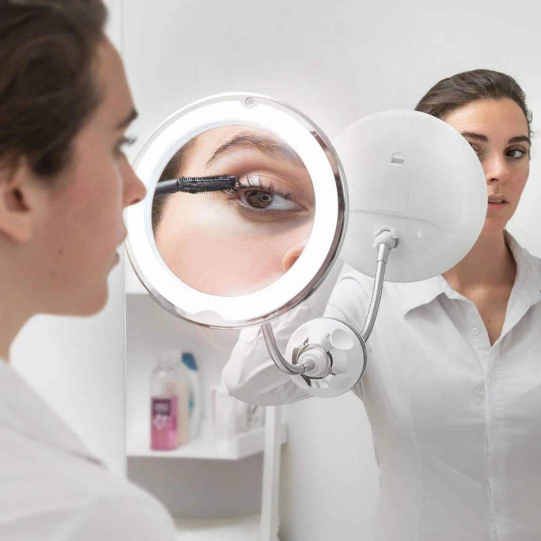 Espejo de maquillaje con aumento x5 y rotación de 360 grados en tocador