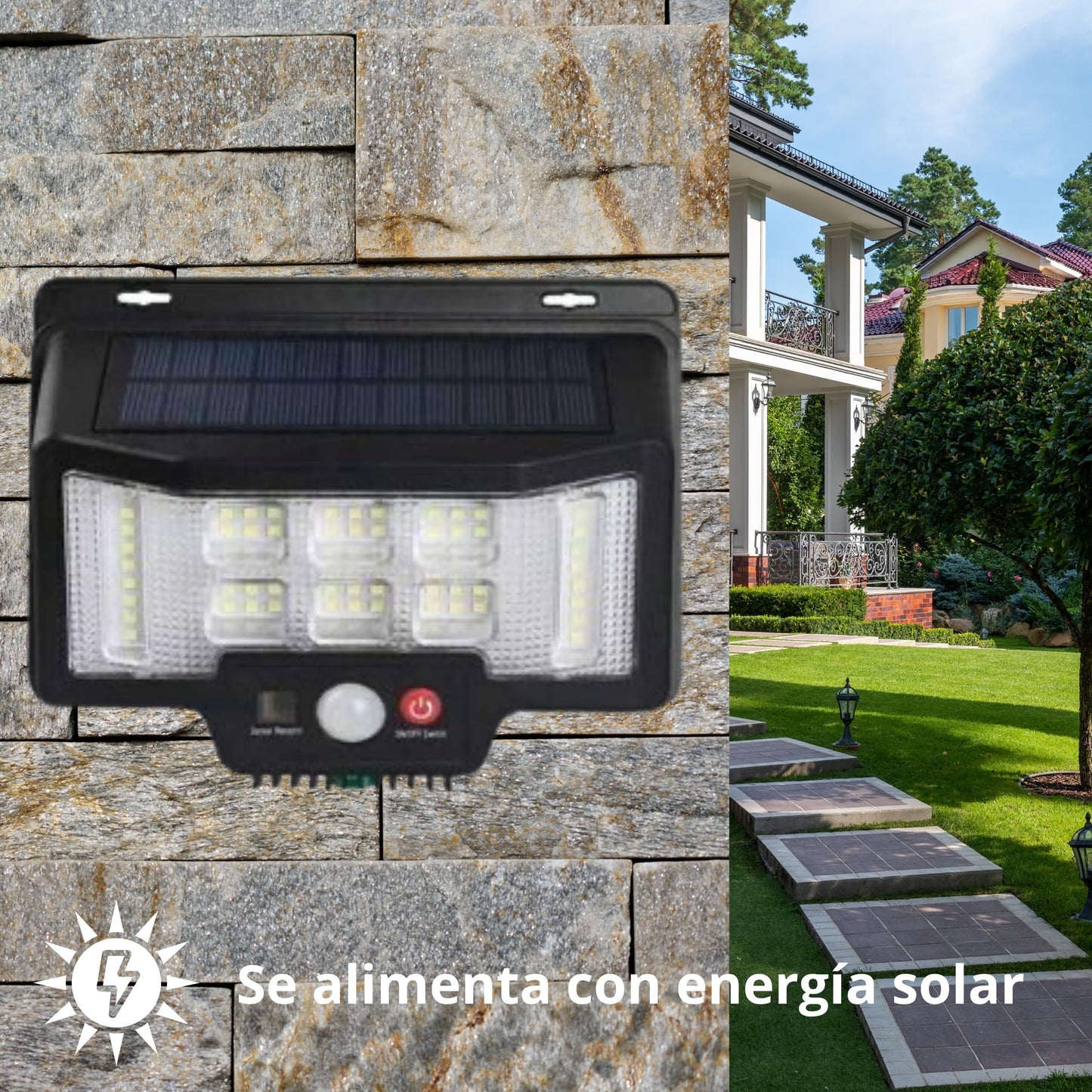 Vista nocturna: iluminación blandamente activada por movimiento externo