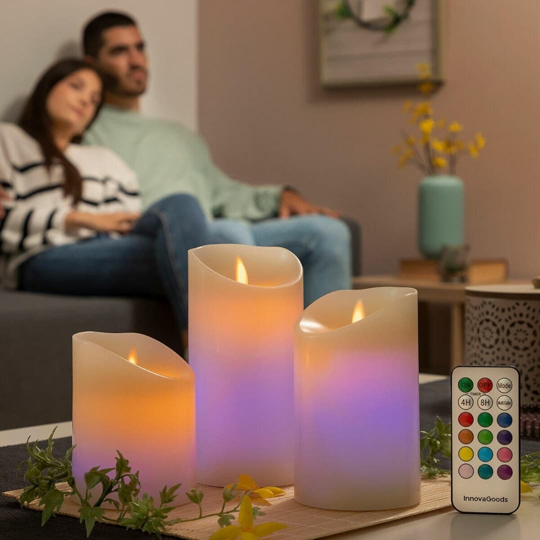Velas LED de diferentes alturas, ideales para decoración de eventos