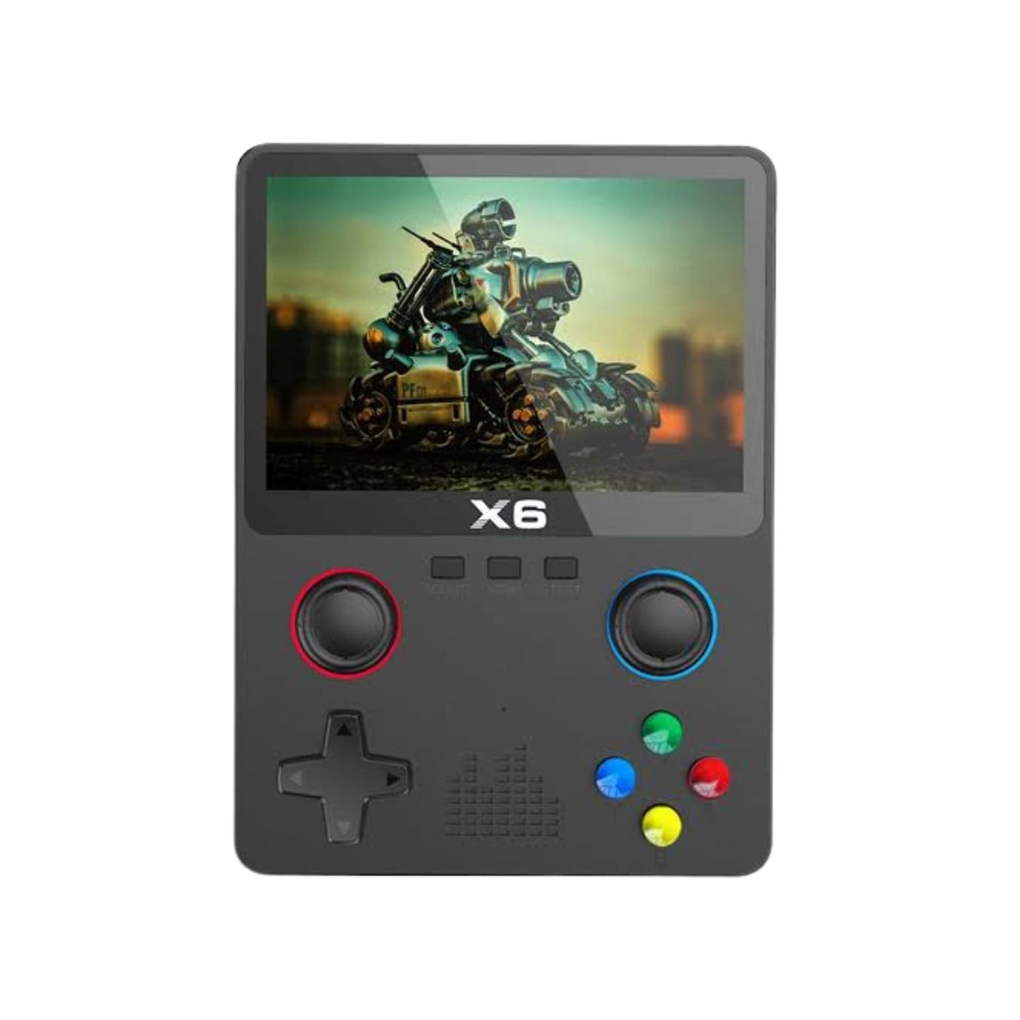 Parte trasera de la X6 mostrando ranura micro‑SD, puerto USB‑C y AV